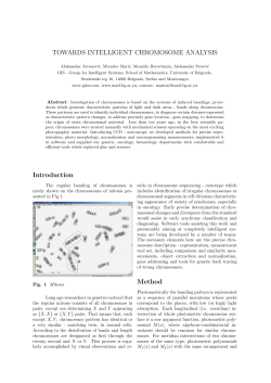 TOWARDS INTELLIGENT CHROMOSOME ANALYSIS Introduction