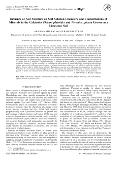 Influence of Soil Moisture on Soil Solution Chemistry and