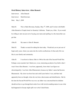 Oral History Interview: Allen Bennett