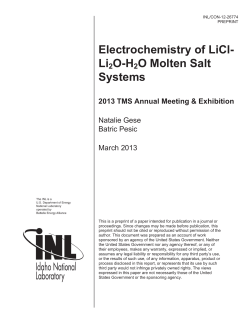 Electrochemistry of LiCl- Li2O-H2O Molten Salt Systems
