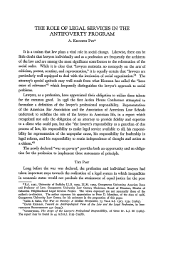 The Role of Legal Services in the Antipoverty Program