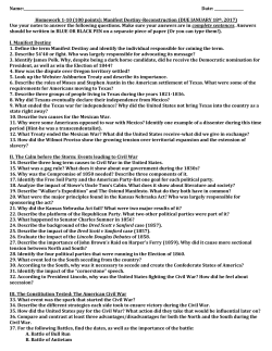 Name: Date: Homework 1-10 (100 points): Manifest Destiny