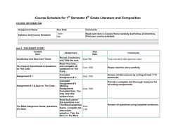 Course Schedule 1st Semester 9th Grade Literature and Composition