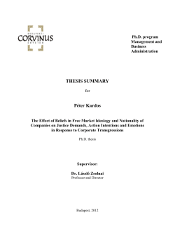 THESIS SUMMARY P&eacute;ter Kardos