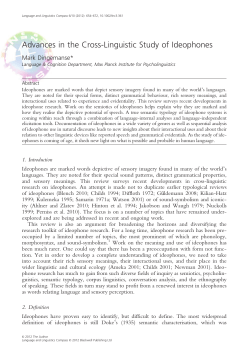 Advances in the Cross-Linguistic Study of Ideophones