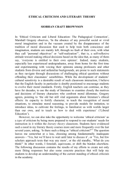 Ethical Criticism in the Classroom