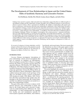 The Development of Close Relationships in Japan and the United