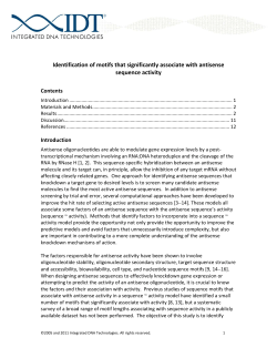 Identifcation of Antisense Oligonucleotide Motifs