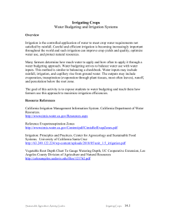 Irrigating Crops – Water Budgeting and Irrigation Systems