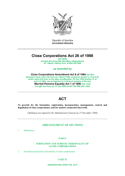 Close Corporations Act 26 of 1988