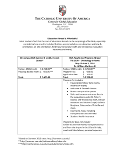 THE CATHOLIC UNIVERSITY OF AMERICA Center for