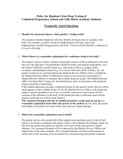 Policy for Random Urine Drug Testing of Cathedral - Prep