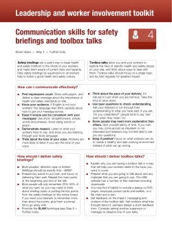 Communication skills for safety briefings and toolbox talks