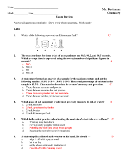 Exam Review Labs C Mr. Buchanan Chemistry