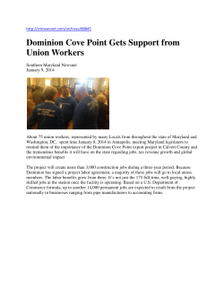 Dominion Cove Point Gets Support from Union Workers