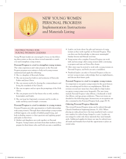 NEW YOUNG WOMEN PERSONAL PROGRESS Implementation