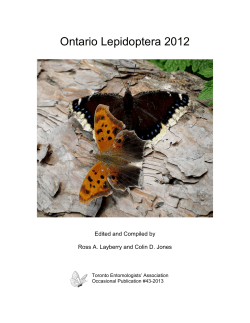 Ontario Lepidoptera 2012 - Toronto Entomologists` Association
