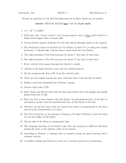 Astronomy 211 EXAM 1 2012 February 11 Except for