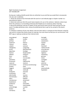 Night Vocabulary Assignment SAT VOCABULARY During your