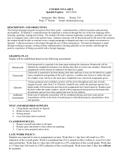 COURSE SYLLABUS Spanish Explore 2015