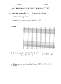 NAME PERIOD MATH 8 LINEAR FUNCTIONS PAIRED ACTIVITY