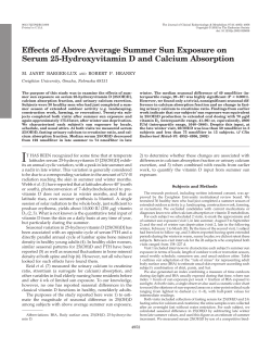 Effects of Above Average Summer Sun Exposure on Serum 25
