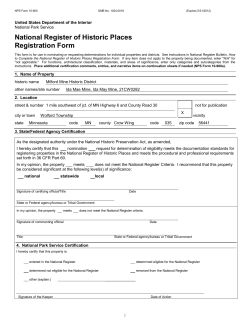 NPS Form 10 900 OMB No. 1024 0018
