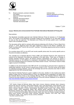 Banana price announcement from Fairtrade International Standards