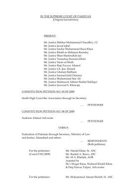 IN THE SUPREME COURT OF PAKISTAN (Original Jurisdiction