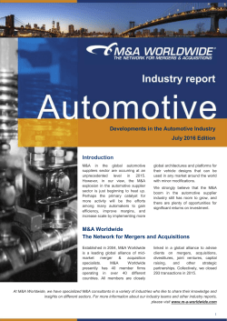 Developments in the Automotive Industry July 2016