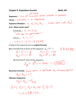 Chapter 9: Population Growth Math 107