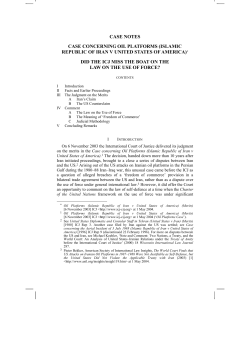 CASE NOTES CASE CONCERNING OIL PLATFORMS (ISLAMIC