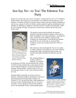 Just Say No&mdash;to Tea! The Edenton Tea Party