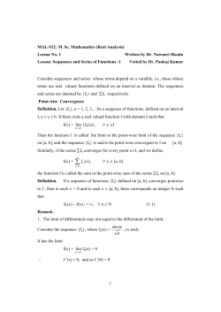 1 MAL-512: M. Sc. Mathematics (Real Analysis) Lesson No. 1