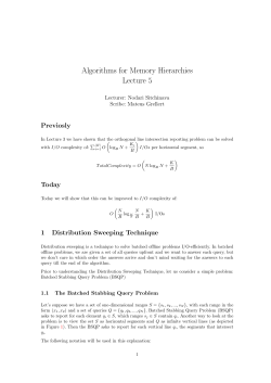 Algorithms for Memory Hierarchies Lecture 5
