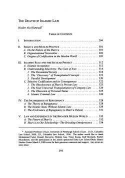 The Death of Islamic Law - Digital Commons @ Georgia Law