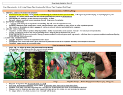 Plant Study Guide for Week 5 Four Characteristics of All Living