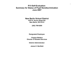 PI 9 Self-Evaluation Summary for Status of Pupil Nondiscrimination