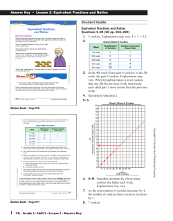 Answer Key &bull; Lesson 2: Equivalent Fractions and Ratios