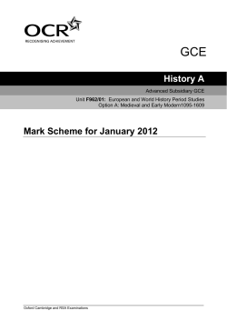 Unit F962/01 - European and world history period studies