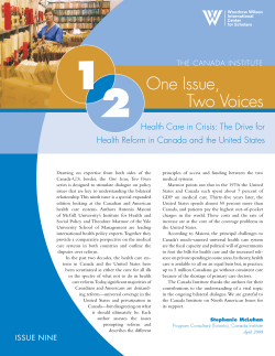 Health Care in Crisis: The Drive for Health Reform in Canada and