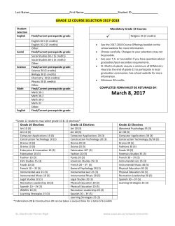 2017-18 Grade 12 Course Selection Worksheet