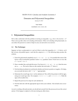 Domains and Polynomial Inequalities 1 Polynomial Inequalities