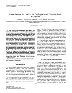 Mass Balance for Lead in the California South Coast Air Basin