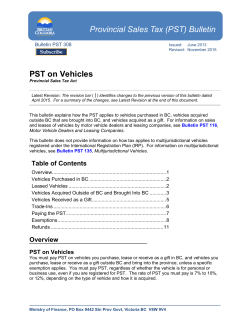 Bulletin PST 308 PST on Vehicles