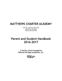 MATTHEWS CHARTER ACADEMY Parent and Student Handbook