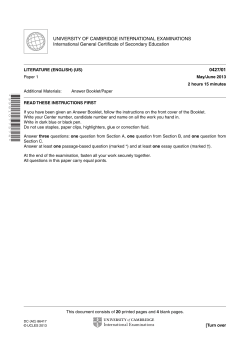 UNIVERSITY OF CAMBRIDGE INTERNATIONAL