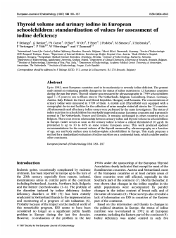 Thyroid volume and urinary iodine in European iodine deficiency