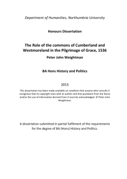 The Role of the commons of Cumberland and Westmoreland in the