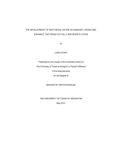 The Development Of Rhetorical Satire In Humanist Literature